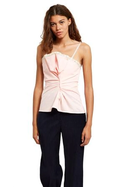Shop Jacquemus Opening Ceremony Lace Trim Gathered Cami Top In Pink