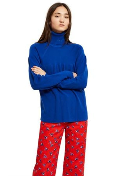 Shop Kenzo Opening Ceremony Turtleneck Gathered Sweater In Blue