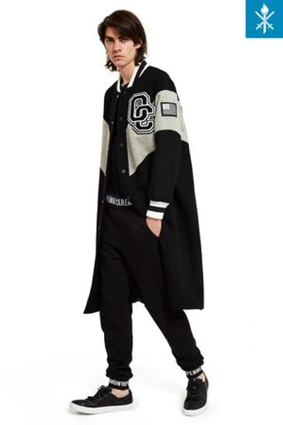 Shop Opening Ceremony Alpha Long Varsity Jacket In Black