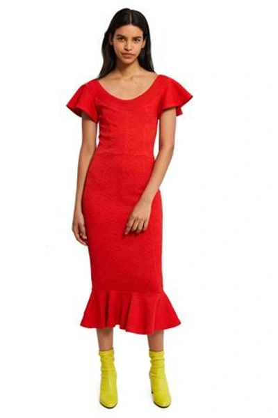 Shop Opening Ceremony Medallion Jacquard Lotus Dress In Jewel Red