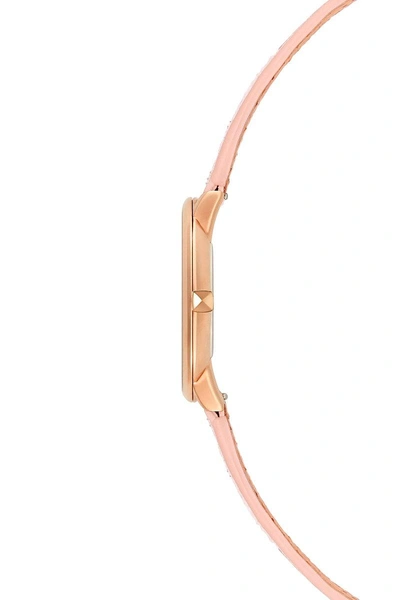 Shop Rebecca Minkoff Major Rose Gold Tone Stitched Leather Watch, 40mm In Silver
