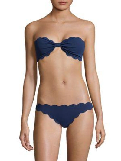 Shop Marysia Antibes Scalloped Bandeau Bikini Top In Mirtillo