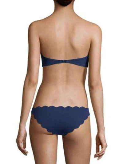 Shop Marysia Antibes Scalloped Bandeau Bikini Top In Mirtillo