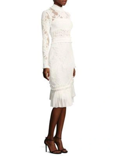 Shop Alexis Anabella Ruched Lace Midi Dress In White