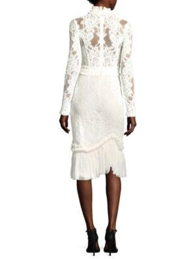 Shop Alexis Anabella Ruched Lace Midi Dress In White