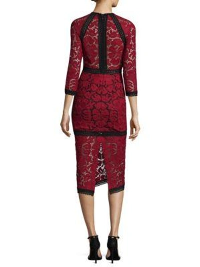 Shop Alexis Randie Lace Fitted Dress In Dark Red Lace