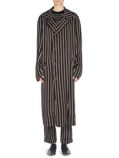 Shop Haider Ackermann Striped Raglan Coat In Morganite Black