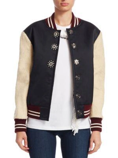 Shop N°21 Varsity Jacket In Black