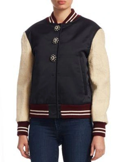 Shop N°21 Varsity Jacket In Black