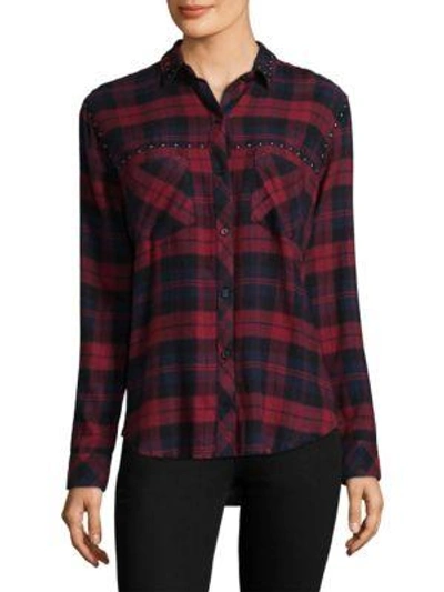 Shop Rails Rex Studded Plaid Shirt In Scarlet Navy Coal