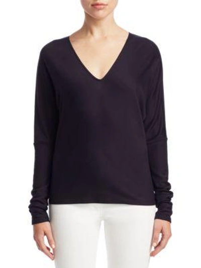 Shop Theory Relaxed V-neck Sweater In Deep Navy