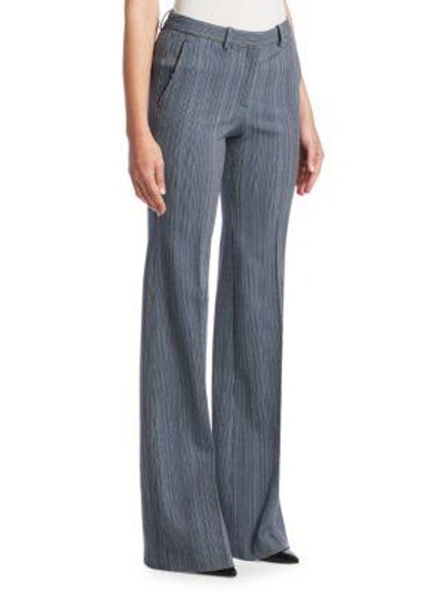 Shop Theory Demitria Printed Kick Flare Trousers In Indigo Multi