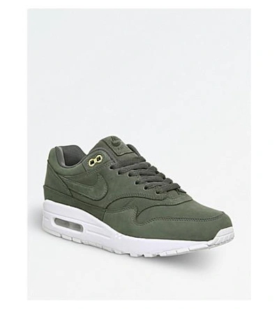 Shop Nike Air Max 1 Leather Trainers In River Rock White