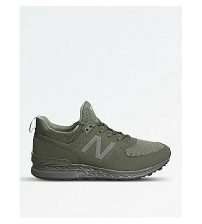 Shop New Balance 574 Sport Mesh Trainers In Olive Tech