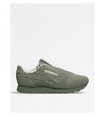 reebok classic green suede trainers