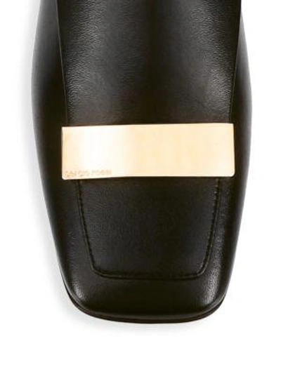 Shop Sergio Rossi Square Toe Leather Loafers In Black