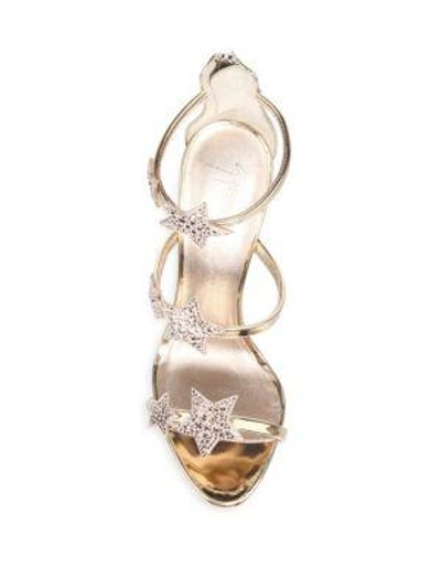 Shop Giuseppe Zanotti Coline Crystal Embellished Leather Sandals In Gold