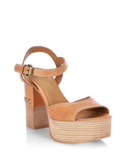 Shop See By Chloé Leather Platform Sandals In Light Beige