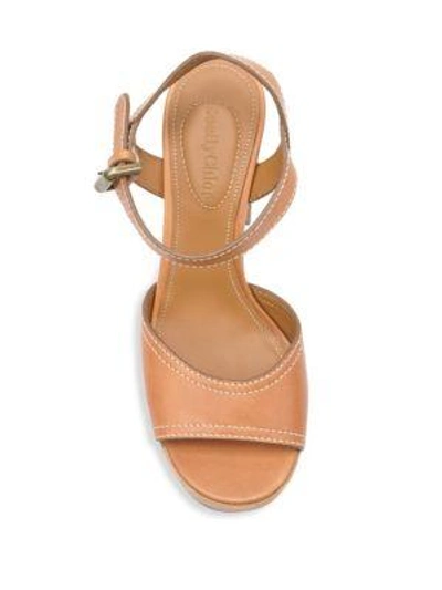 Shop See By Chloé Leather Platform Sandals In Light Beige