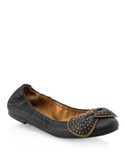 Shop See By Chloé Women's Studded Leather Ballet Flats In Black