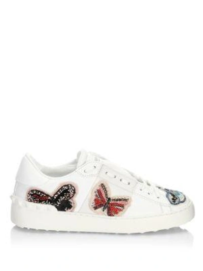 Shop Valentino Embroidered Open Leather Sneaker In Multi