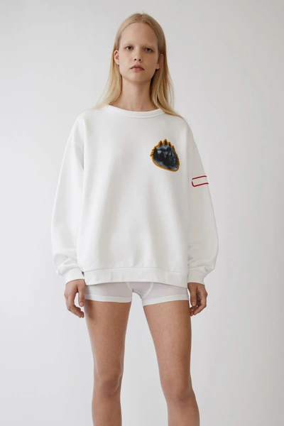 Shop Acne Studios Unisex Printed Sweatshirt Optic White