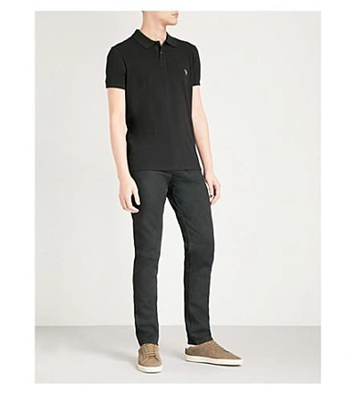 Shop Ps By Paul Smith Zebra-embroidered Cotton-pique Polo Shirt In Black