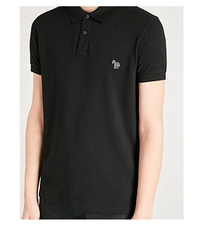 Shop Ps By Paul Smith Zebra-embroidered Cotton-pique Polo Shirt In Black