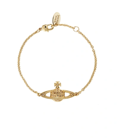 Shop Vivienne Westwood Mini Bas Relief Chain Bracelet Gold/light Topaz