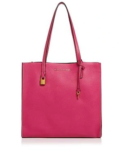 Shop Marc Jacobs The Grind East/west Leather Tote In Hydrangea/gold