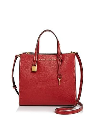 Shop Marc Jacobs The Mini Grind Leather Crossbody In Red/gold