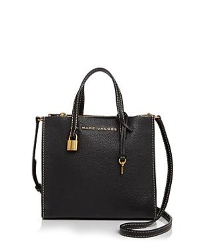 Shop Marc Jacobs The Mini Grind Leather Crossbody In Black/gold