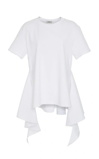 Shop Goen J Paneled Jersey-poplin Top In White