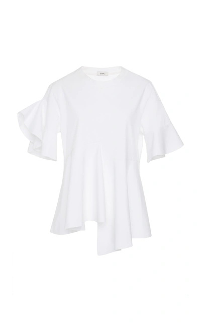 Shop Goen J Asymmetric Paneled Wide Cuffed Jersey Top In White