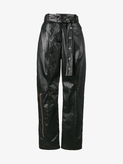 Shop Proenza Schouler Leather Belted Straight Pant In Black