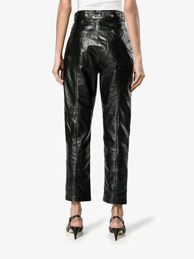 Shop Proenza Schouler Leather Belted Straight Pant In Black