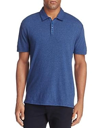 Shop Vince Raw Edge Short Sleeve Polo Shirt In Heather Lake Blue
