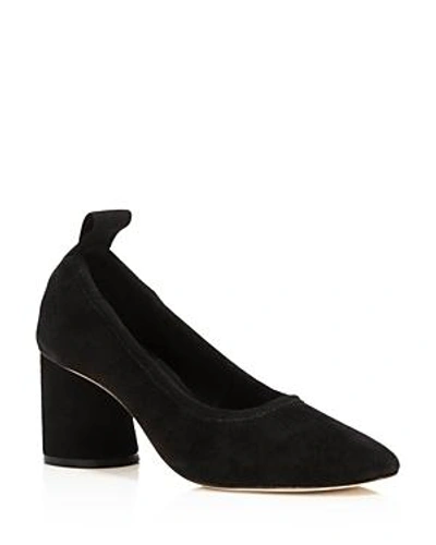 Shop Tory Burch Women's Therese Suede Mid Heel Pumps In Black