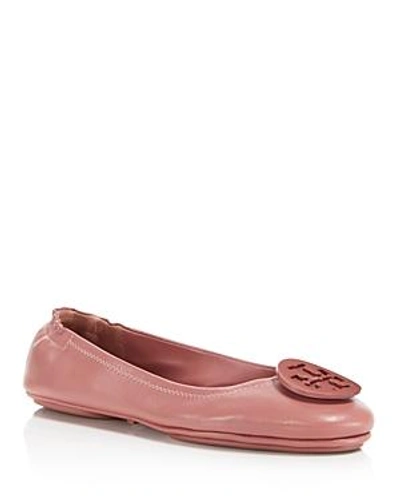 Shop Tory Burch Women's Minnie Leather Travel Ballet Flats In Pink Magnolia