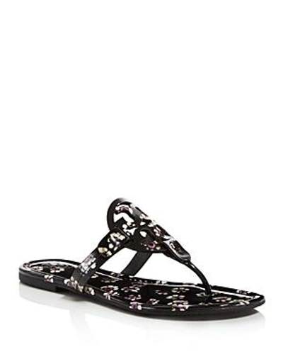 Tory Burch Women's Miller Patent Leather Thong Sandals In Black Stamped  Floral | ModeSens
