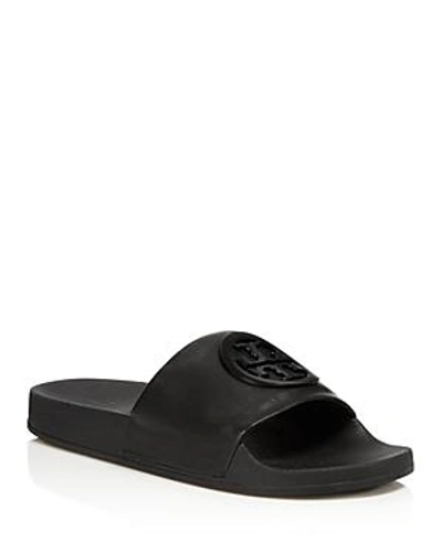 Shop Tory Burch Women's Lina Leather Pool Slide Sandals In Black