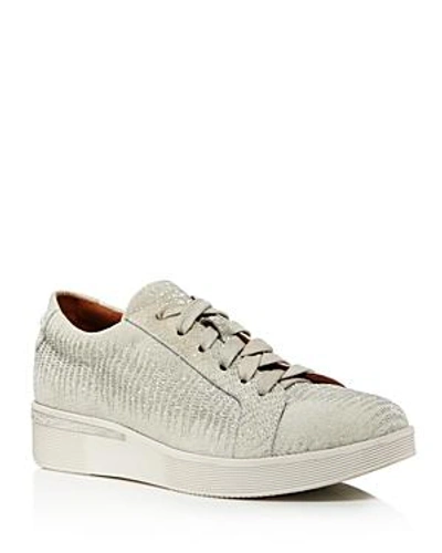 Shop Gentle Souls Haddie Embossed Lace Up Sneakers In Silver