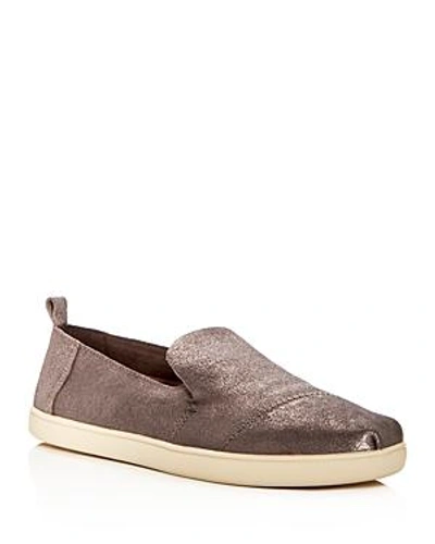 Shop Toms Women's Deconstructed Alpargata Leather Slip-on Flats In Silver
