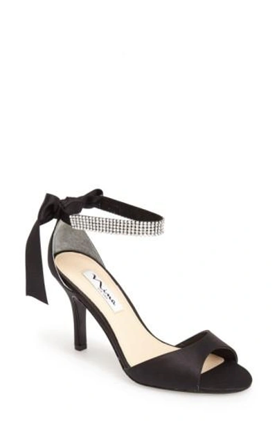 Shop Nina 'vinnie' Crystal Embellished Ankle Strap Sandal In Black