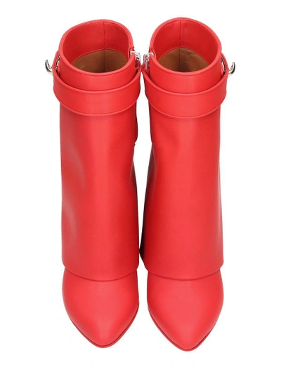 Shop Givenchy Shark Lock Ankle Booots In Red