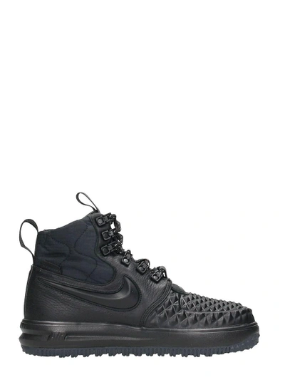 Shop Nike Lunar Force 1 Duckboot Black Leather Sneakers