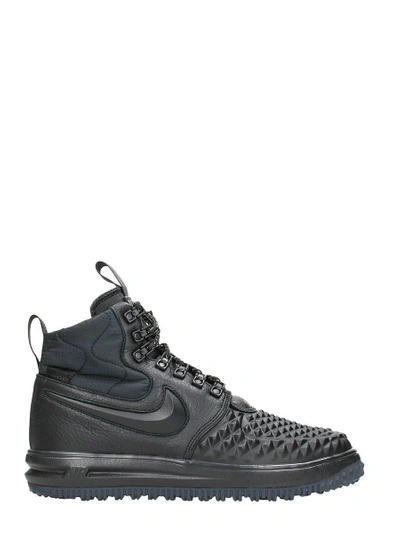 Shop Nike Black Leather Lunar Force 1 Duckboot Sneakers