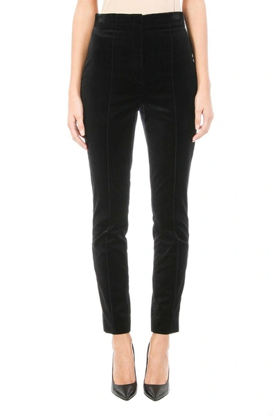Shop Diane Von Furstenberg High Waist Skinny Velvet Pants In Black