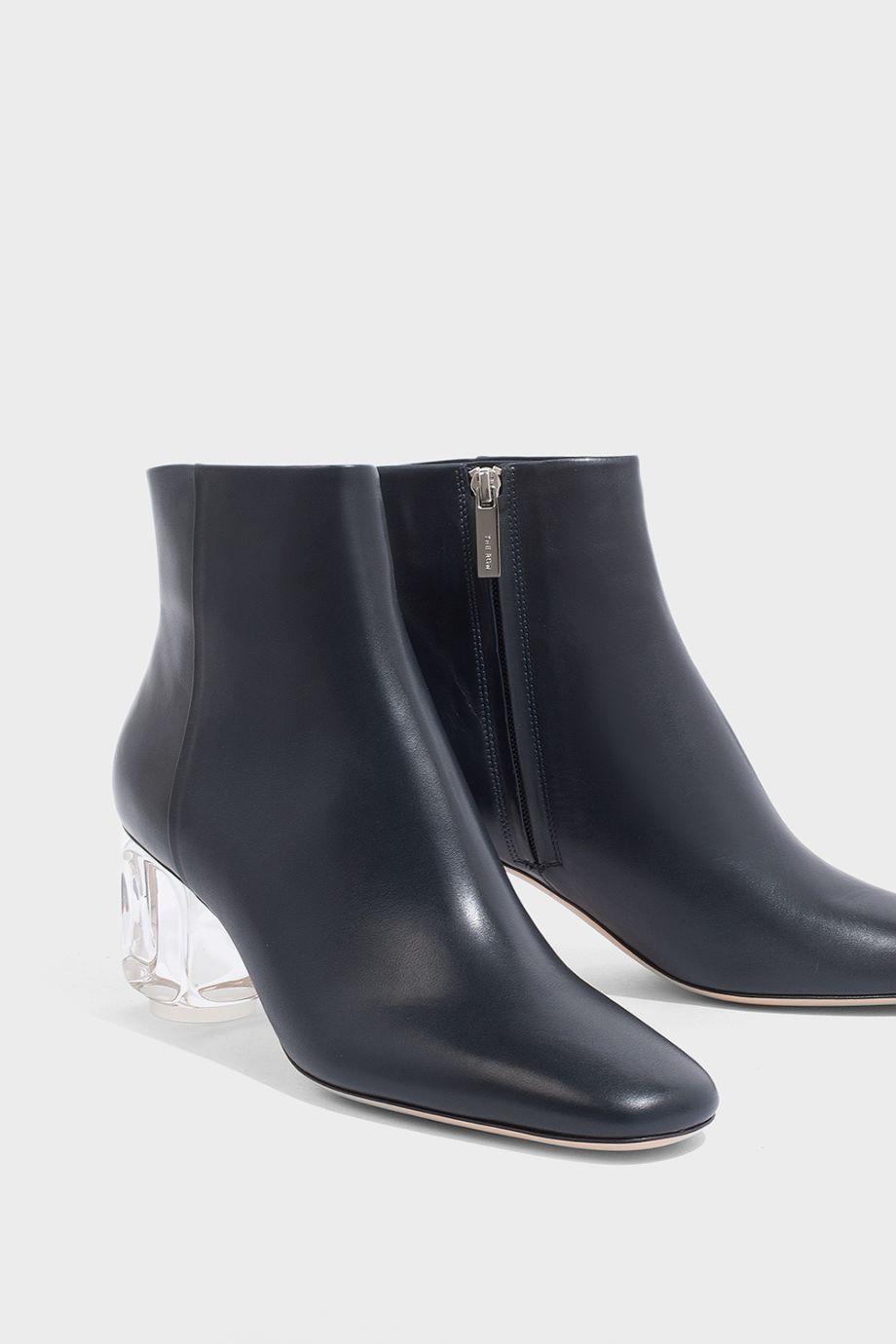 navy leather ankle boots