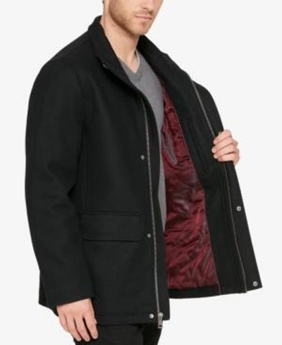 Shop Cole Haan Men's Hidden-placket Wool Coat In Black